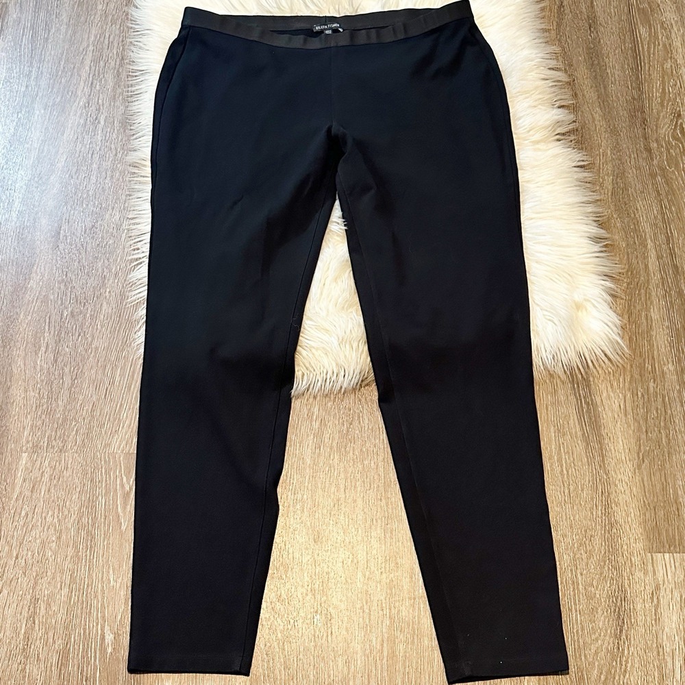 Eileen Fisher Womens Pull On Black Pants Stretchy Trousers Size XL Office Luxury